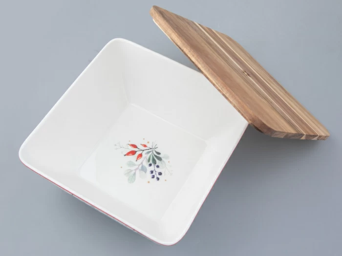 Салатник большой с деревянной крышкой (квадратный 240x240мм) форма Стандартная рисунок Календа арт. 42.00044.00.1, 