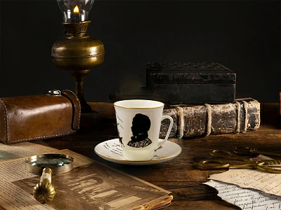 Чашка с блюдцем 165 мл форма Майская рисунок Русские писатели Лермонтов, арт. 81.31746.00.1