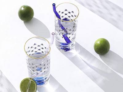 Набор из 4-х высоких стаканов Кобальтовая сетка 300 мл арт. 14.11004.07
