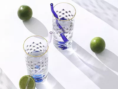 Набор из 4-х высоких стаканов Кобальтовая сетка 300 мл арт. 14.11004.07
