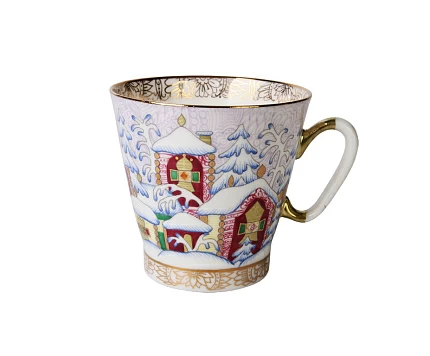 Чашка с блюдцем кофейная 80 мл форма Черный кофе рисунок Зимний день арт. 81.14678.00.1