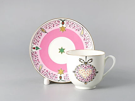 Чашка с блюдцем кофейная форма Ландыш рисунок Сердечное поздравление, арт. 81.29598.00.1 Чашка с блюдцем кофейная форма Ландыш рисунок Сердечное поздравление, арт. 81.29598.00.1