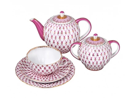 Сервиз чайный форма Тюльпан рисунок Сетка-Блюз 2, 6 персон 20 предметов, арт. 81.24815.00.1, 