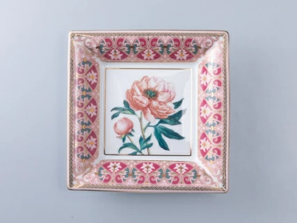 Подставка для мелочей в подарочной упаковке, форма Квадратная, рисунок Дивный Пион, арт 81.34212.00.1, 