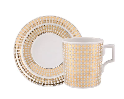 Чашка с блюдцем чайная форма Гербовая рисунок Зазеркалье. Ромбы, арт. 81.27711.00.1