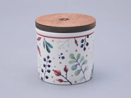 Набор банок 80 мм с деревянной крышкой (3 предмета), в подарочной упаковке, форма Стандартная, рисунок Календа, арт 42.00071.00.1, 