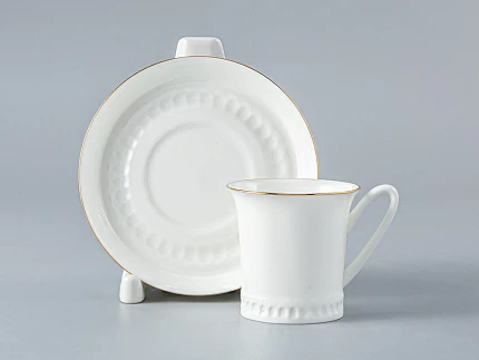 Чашка с блюдцем кофейная 68 мл форма Вертикаль рисунок Золотая отводка арт. 81.15713.00.1