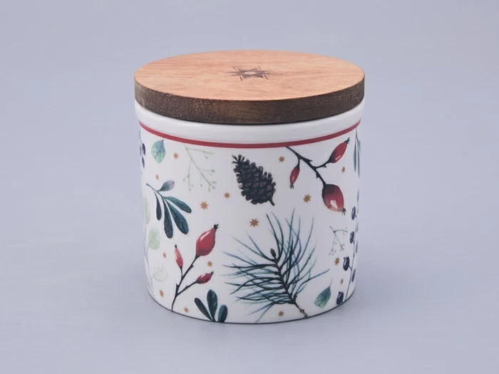 Набор банок 80 мм с деревянной крышкой (3 предмета), в подарочной упаковке, форма Стандартная, рисунок Календа, арт 42.00071.00.1, 