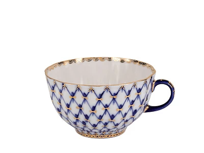 Трехпредметный комплект чайный форма Тюльпан рисунок Кобальтовая сетка арт. 81.10103.90.1