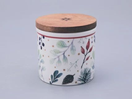 Набор банок 80 мм с деревянной крышкой (3 предмета), в подарочной упаковке, форма Стандартная, рисунок Календа, арт 42.00071.00.1, 