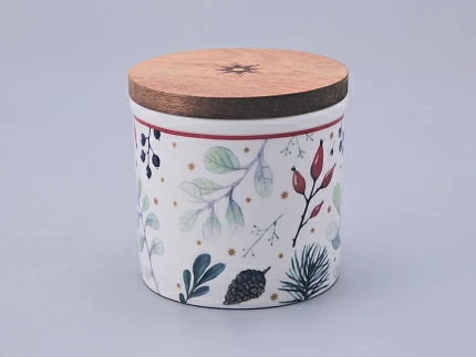 Набор банок 80 мм с деревянной крышкой (3 предмета), в подарочной упаковке, форма Стандартная, рисунок Календа, арт 42.00071.00.1