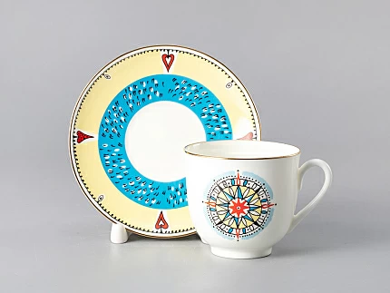 Чашка с блюдцем кофейная форма Ландыш рисунок Вега арт. 81.29597.00.1