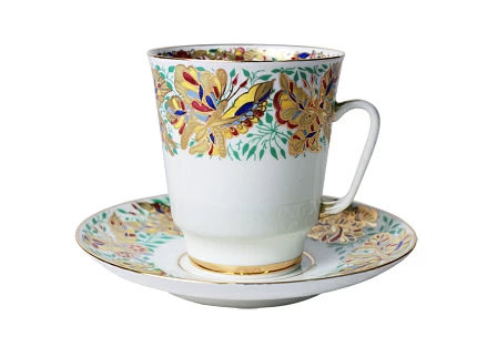 Чашка с блюдцем кофейная 165 мл, форма Майская рисунок Пестрые бабочки арт. 81.10377.00.1