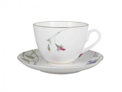 Чашка с блюдцем форма Весенняя 2 рисунок Цветущий горошек арт., 