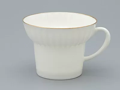 Трехпредметный комплект чайный 155 мл форма Волна рисунок Золотой кантик арт. 81.13550.00.1