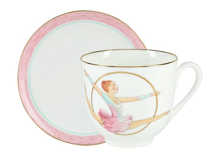 Подарочный набор чашек с блюдцем форма Ландыш рисунок Обруч и Булавы на 2 персоны арт. 81.28504.00.1