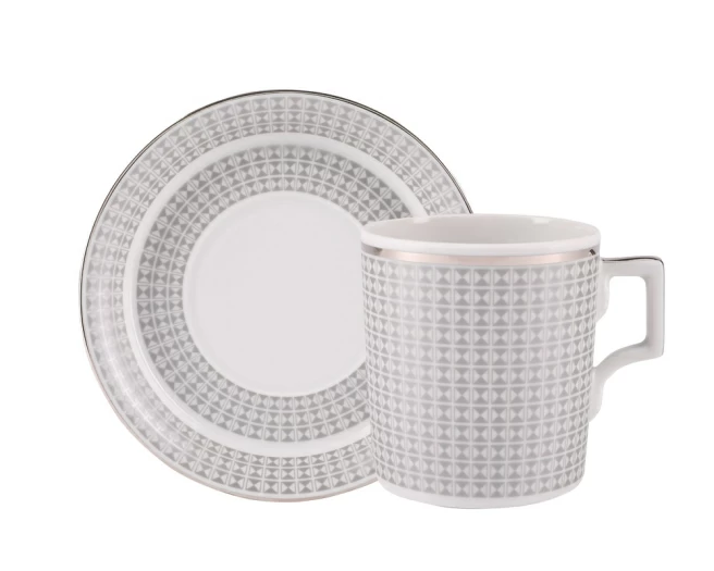 Чашка с блюдцем чайная форма Гербовая рисунок Зазеркалье. Полосы ( мет.), арт. 81.27712.00.1, 