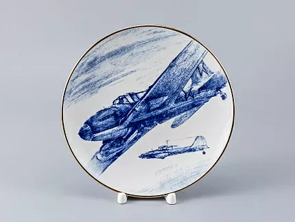 Тарелка декоративная 195 форма Эллипс рисунок Штурмовик Ил-2, арт. 80.99013.00.1