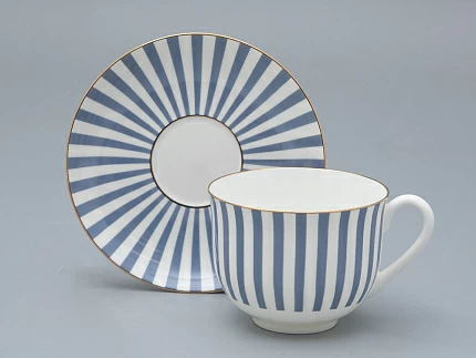 Чашка с блюдцем чайная форма Ландыш рисунок Да и нет Серый, арт. 81.32281.00.1 Чашка с блюдцем чайная форма Ландыш рисунок Да и нет Серый, арт. 81.32281.00.1