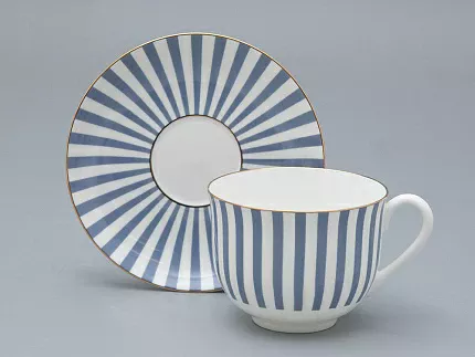 Чашка с блюдцем чайная форма Ландыш рисунок Да и нет Серый, арт. 81.32281.00.1