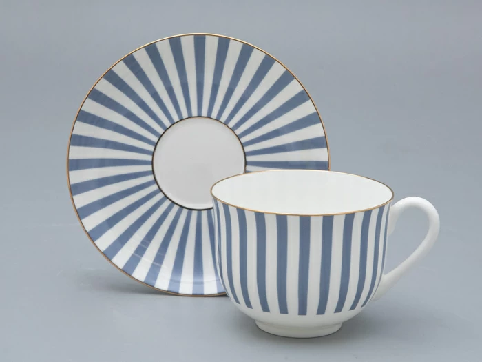 Чашка с блюдцем чайная форма Ландыш рисунок Да и нет Серый, арт. 81.32281.00.1, 