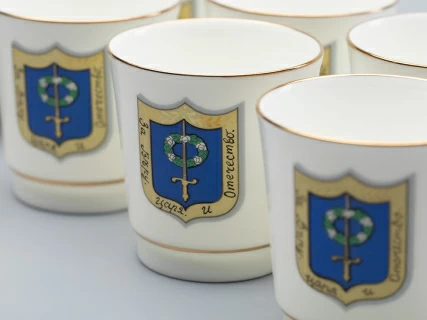 Подарочный набор стопки и икорница рис. Коттеджный арт. 81.30558.00.1,  Подарочный набор стопки и икорница рис. Коттеджный арт. 81.30558.00.1,