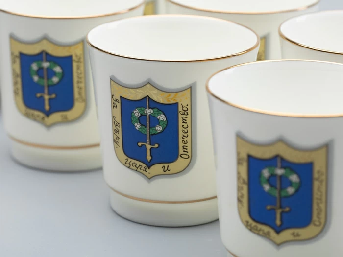 Подарочный набор стопки и икорница рис. Коттеджный арт. 81.30558.00.1,  Подарочный набор стопки и икорница рис. Коттеджный арт. 81.30558.00.1,