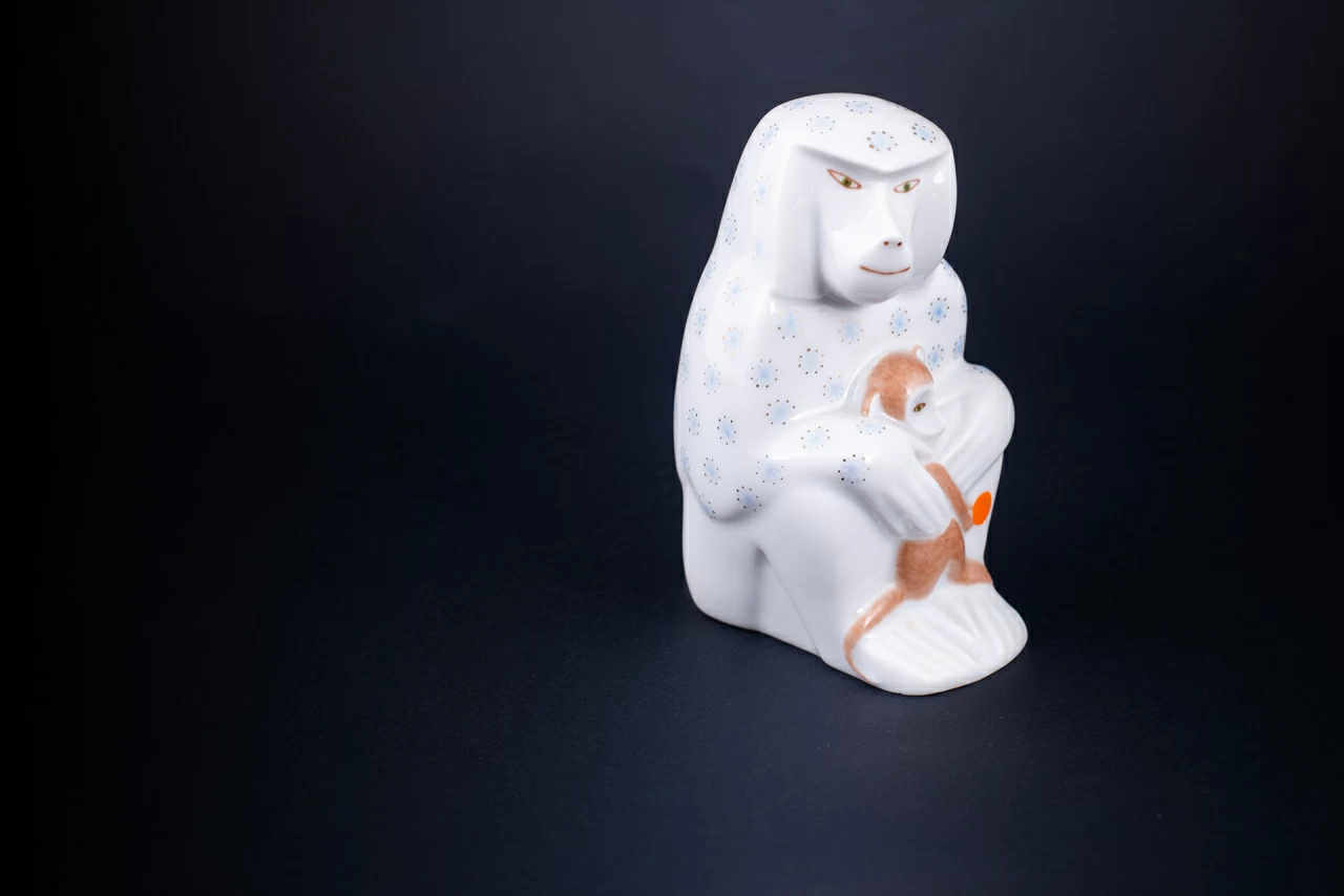 Скульптура Павиан с детенышем, Снежинки, арт 62.08841.00.1, 