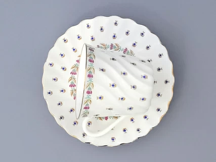 Чашка с блюдцем кофейная 155 мл.,  форма Витая, рисунок Голубые ягодки арт. 81.13975.00.1, 