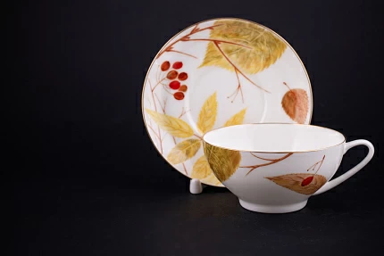 Чашка с блюдцем Золотое утро, на форме Купольная арт 61.21041.00.1 Чашка с блюдцем Золотое утро, на форме Купольная арт 61.21041.00.1