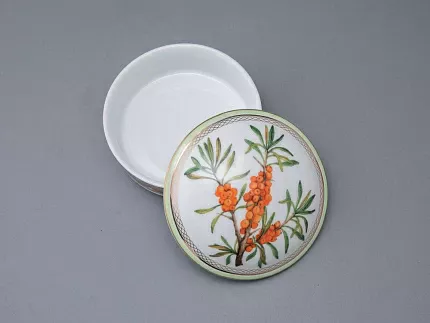 Туалетная коробочка в подарочной упаковке, форма Круглая, рисунок Облепиха сибирская, арт 81.33950.00.1