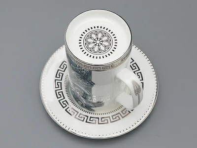 Подарочный набор Бокал с блюдцем и крышкой форма Топ рисунок Слава Веков платина, арт. 81.33063.00.1