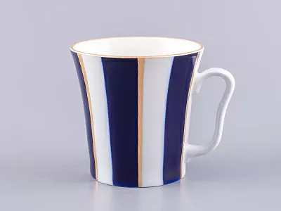 Бокал с блюдцем 360 мл форма Ленинградский рисунок Кобальтовые полосы арт. 81.14856.00.1