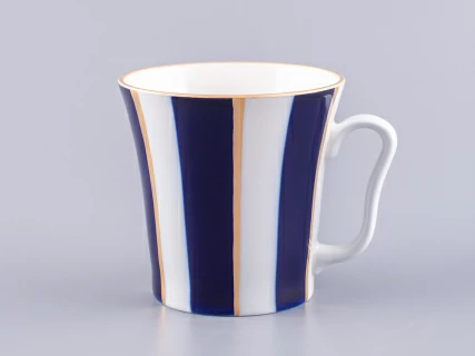 Бокал с блюдцем 360 мл форма Ленинградский рисунок Кобальтовые полосы арт. 81.14856.00.1, 