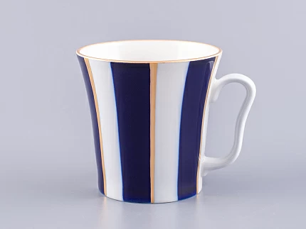 Бокал с блюдцем 360 мл форма Ленинградский рисунок Кобальтовые полосы арт. 81.14856.00.1 Бокал с блюдцем 360 мл форма Ленинградский рисунок Кобальтовые полосы арт. 81.14856.00.1