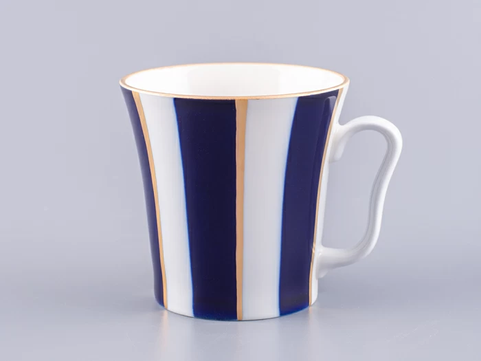 Бокал с блюдцем 360 мл форма Ленинградский рисунок Кобальтовые полосы арт. 81.14856.00.1, 