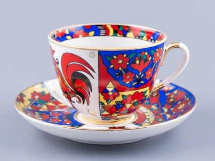 Трехпредметный комплект чайный 230 мл форма Весенняя рисунок Народные узоры арт. 81.18074.00.1, 