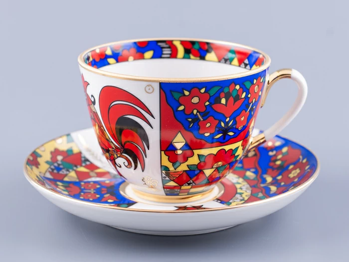 Трехпредметный комплект чайный 230 мл форма Весенняя рисунок Народные узоры арт. 81.18074.00.1, 