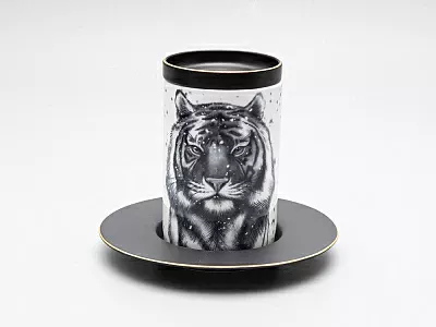 Бокал с блюдцем Тотем в подарочной упаковке, рисунок Тигр арт. 81.30082.00.1