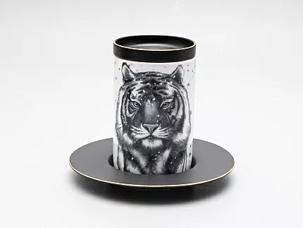 Бокал с блюдцем Тотем в подарочной упаковке, рисунок Тигр арт. 81.30082.00.1