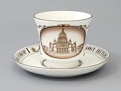 Чашка с блюдцем чайная 220 мл форма Банкетная рисунок Исаакиевский собор арт. 81.14849.00.1