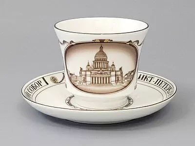 Чашка с блюдцем чайная 220 мл форма Банкетная рисунок Исаакиевский собор арт. 81.14849.00.1