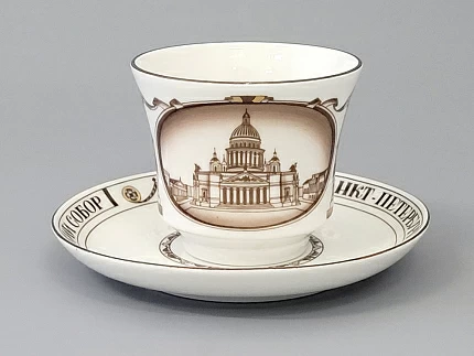 Чашка с блюдцем чайная 220 мл форма Банкетная рисунок Исаакиевский собор арт. 81.14849.00.1