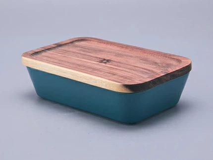 Набор для запекания с деревянной крышкой (2 предмета), в подарочной упаковке, форма Стандартная, рисунок Календа, арт 42.00073.00.1