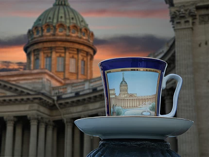 Бокал с блюдцем форма Ленинградский рисунок Канал Грибоедова арт. 81.31476.00.1