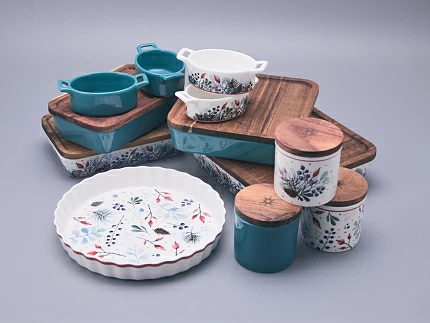 Набор кокотниц (4 предмета) в подарочной упаковке, форма Стандартная, рисунок Календа, арт 42.00076.00.1