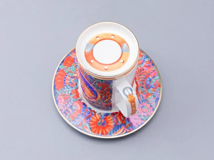 Бокал с блюдцем и крышкой 400мл в подарочной упаковке, форма Топ, рисунок Единорог, арт. 81.34424.00.1