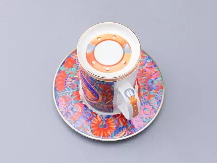 Бокал с блюдцем и крышкой 400мл в подарочной упаковке, форма Топ, рисунок Единорог, арт. 81.34424.00.1