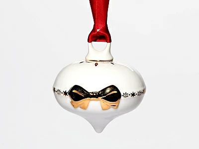 Елочная игрушка в подарочной упаковке, форма Луковица, рисунок Золотой бант, арт. 81.33930.00.1