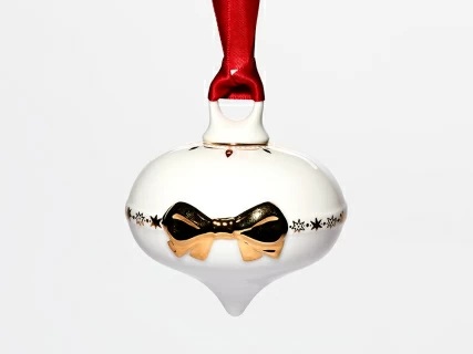 Елочная игрушка в подарочной упаковке, форма Луковица, рисунок Золотой бант, арт. 81.33930.00.1, 